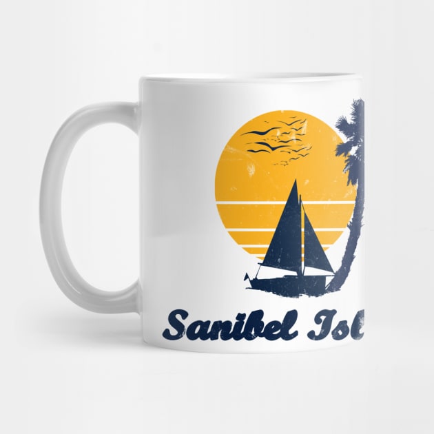 Sanibel Island. Sunset Palm Tree Sailor Bot Summer Design by FromHamburg
